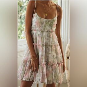 Amazon Green and Pink Floral Maxi Dress